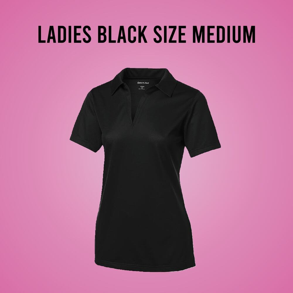 Ladies Black Sport-Tek Sport-Wick Active Polo Shirt Top Size Medium